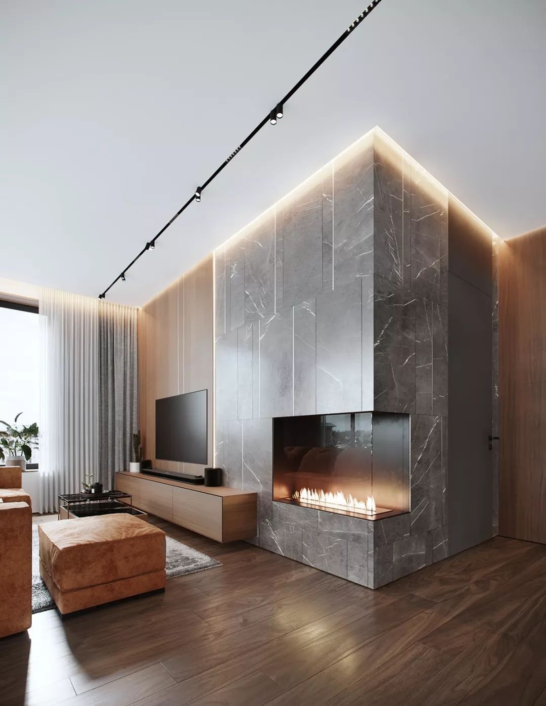 115㎡ 原木+大理石，让家更有质感