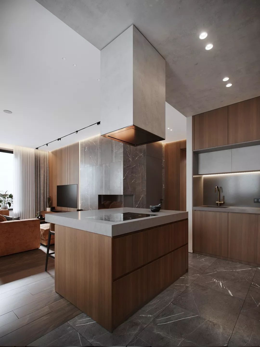 115㎡ 原木+大理石，让家更有质感