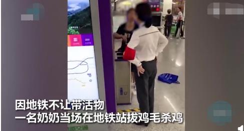 乘地铁不让带家禽，硬核大妈现场杀鸡，网友：可以理解