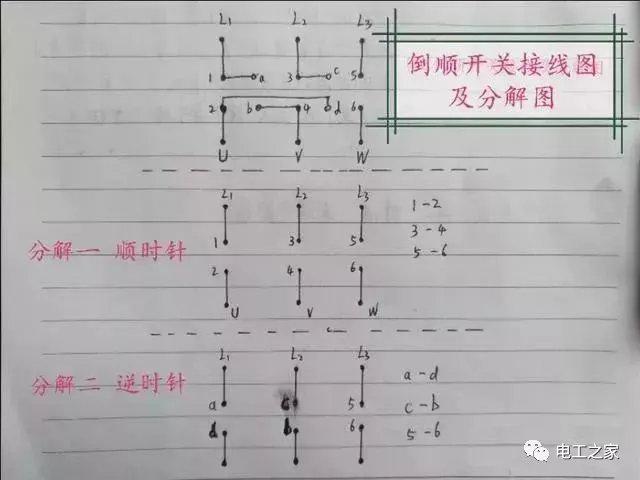 电机倒顺开关怎么接线，什么原理？