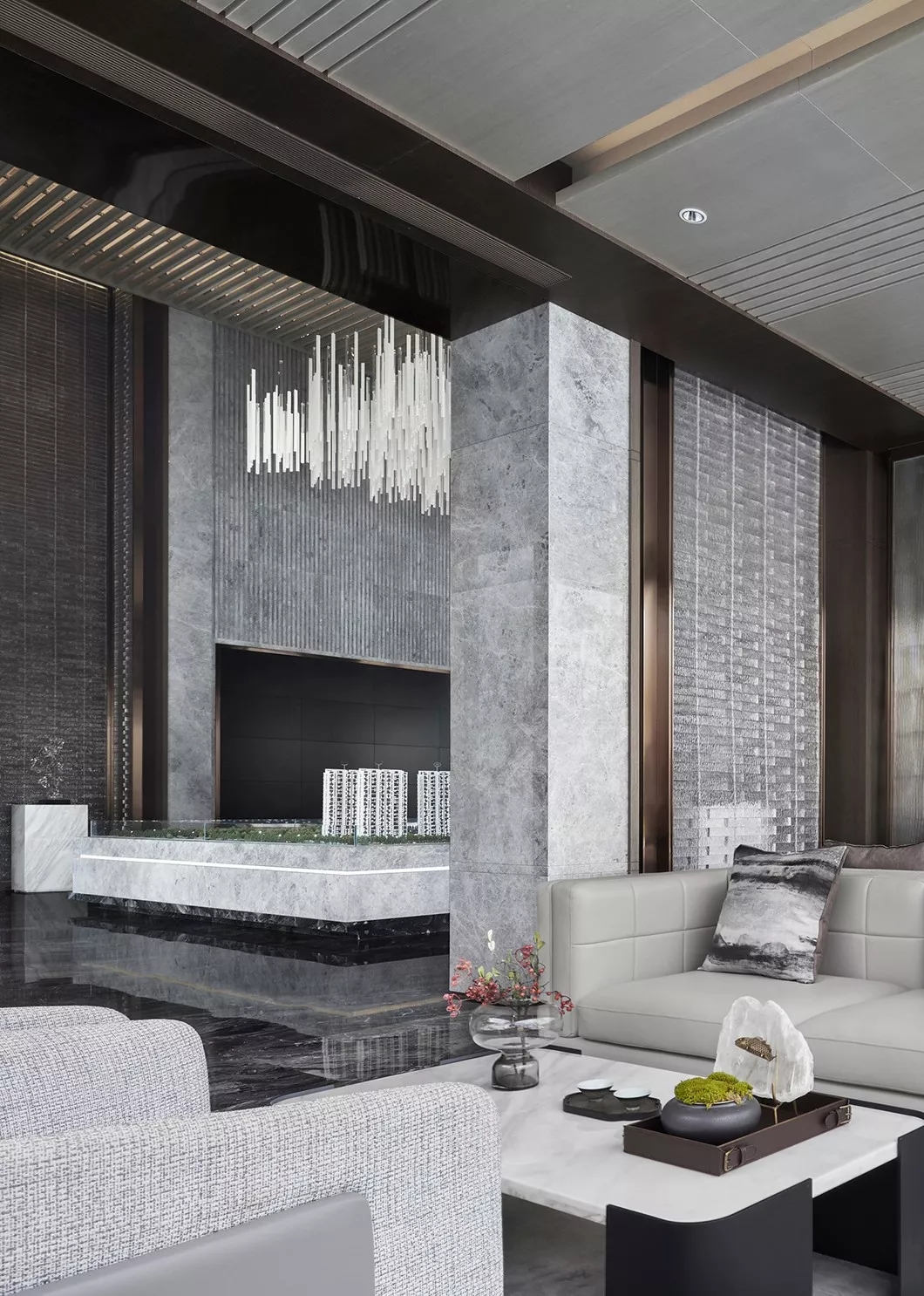 装修公司案例|大理石+高级灰,自然又奢华的顶级设计!