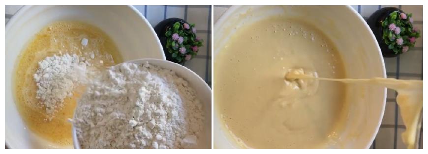 两个鸡蛋,一杯面粉,充分搅拌,饼干蛋卷轻松做,比买的都好吃