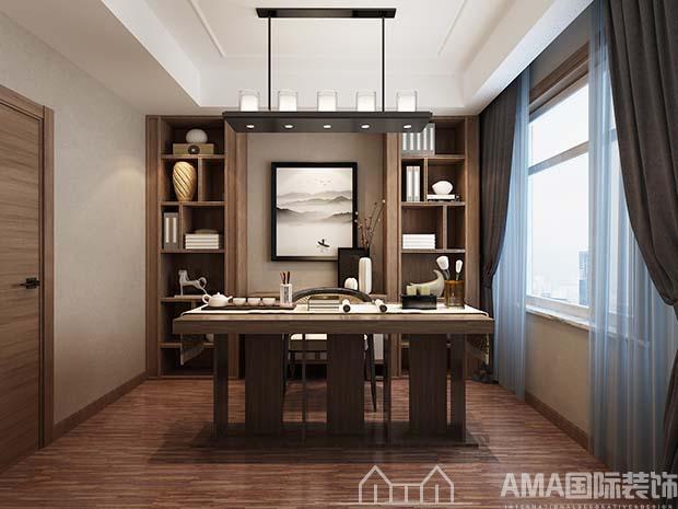 济南章丘天马相城180平新中式大平层装修案例-AMA国际装饰