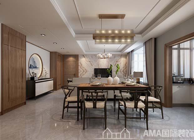 济南章丘天马相城180平新中式大平层装修案例-AMA国际装饰