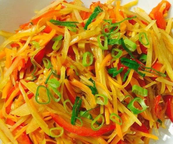 美食:凉拌花生米,胡萝卜丝炒土豆丝,糖醋豇豆家常教程