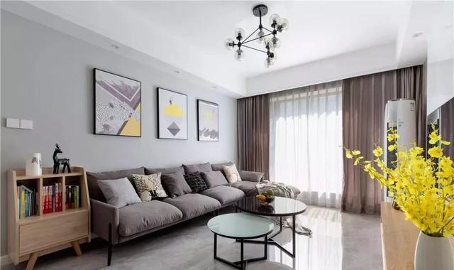 109平北欧三居,大理石+木饰面打造的电视墙,真耐看