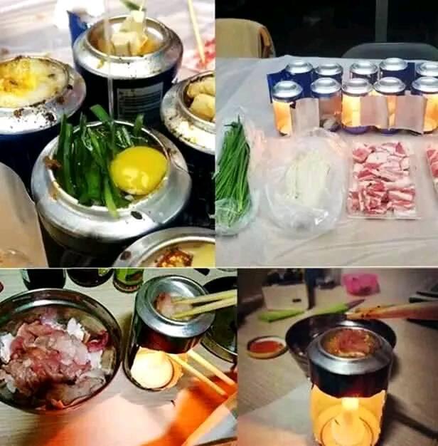 被大学生活逼出来的杰作，用饮水机吃火锅，啤酒瓶做烧烤