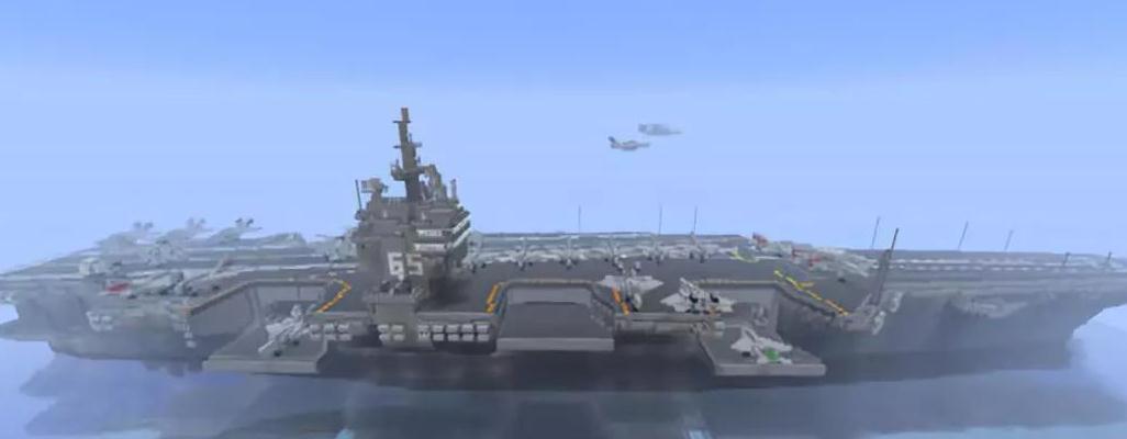 《我的世界》海上最强战力展览 同比例还原“钢铁巨兽”航空母舰