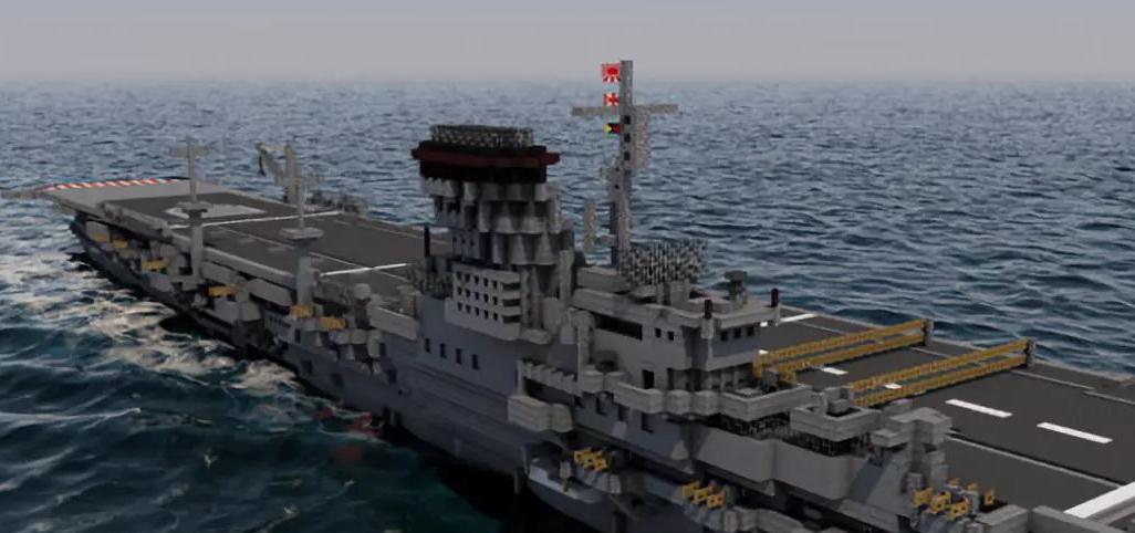 《我的世界》海上最强战力展览 同比例还原“钢铁巨兽”航空母舰