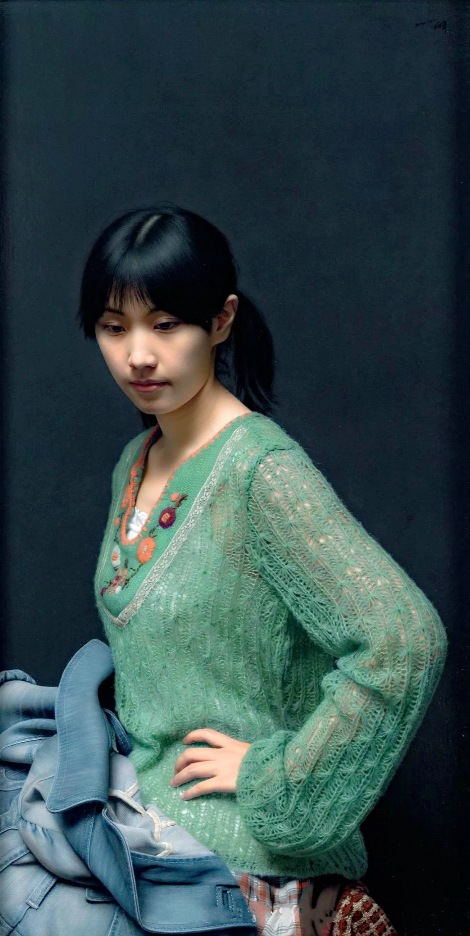他画纱线女孩卖7015万！网友看不明白，专家：放大后，往网眼里看