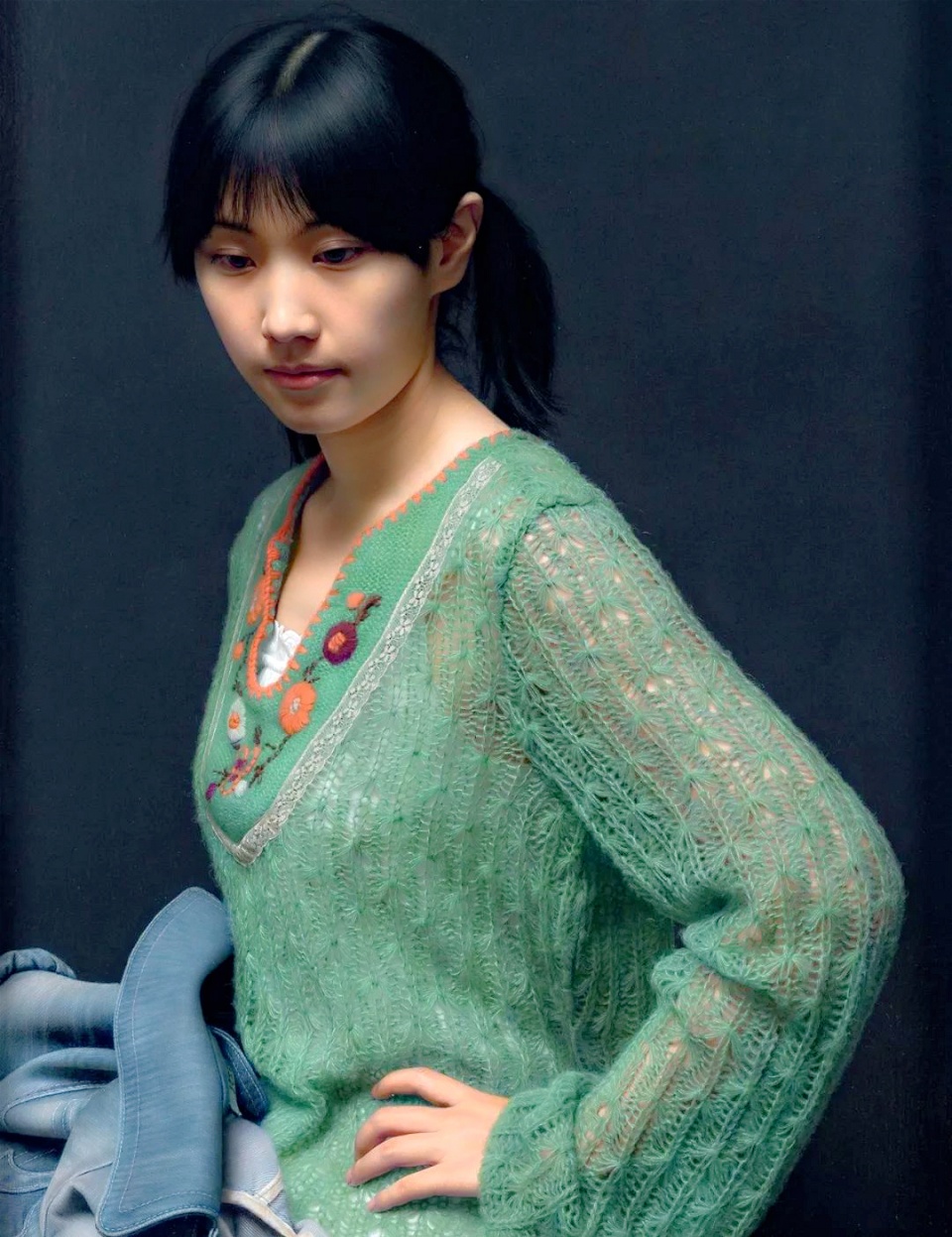 他画纱线女孩卖7015万！网友看不明白，专家：放大后，往网眼里看