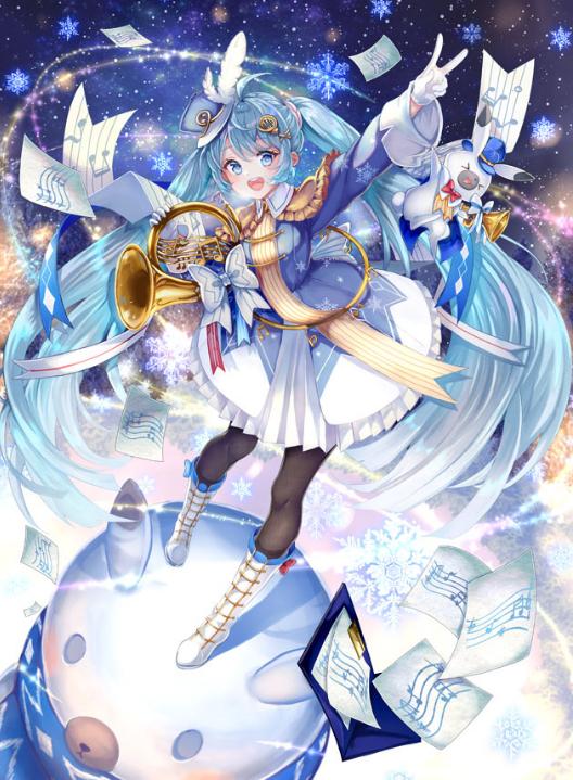 初音新形象冬天穿超短裙，发量又回来了，连宠物兔都会吹乐器了