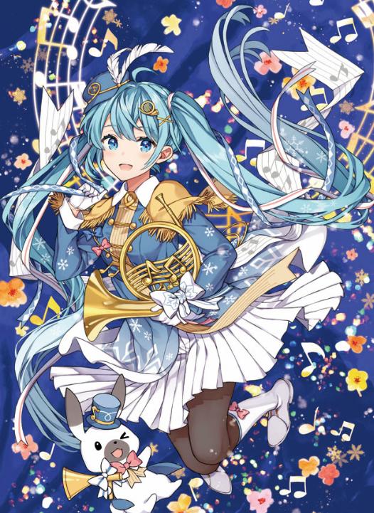 初音新形象冬天穿超短裙，发量又回来了，连宠物兔都会吹乐器了