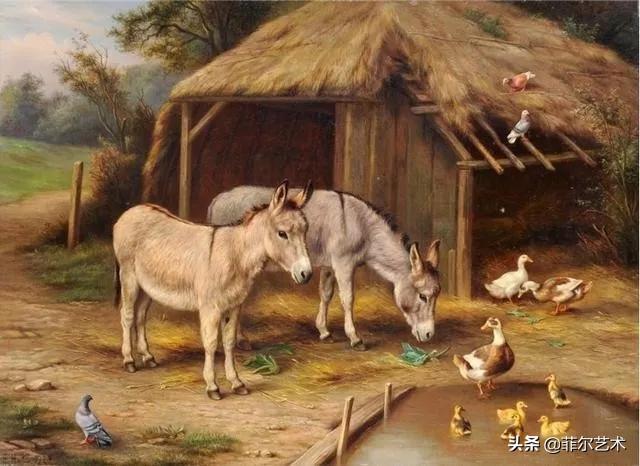 院子里的家禽~英国画家埃德加·亨特油画作品赏析