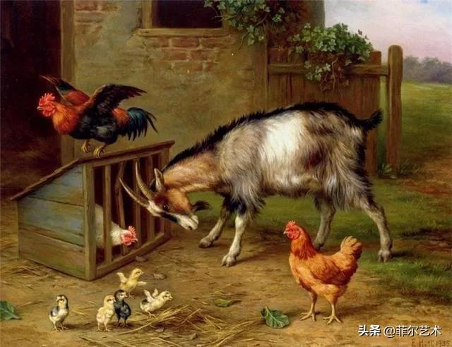 院子里的家禽~英国画家埃德加·亨特油画作品赏析