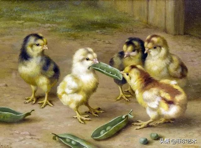 院子里的家禽~英国画家埃德加·亨特油画作品赏析