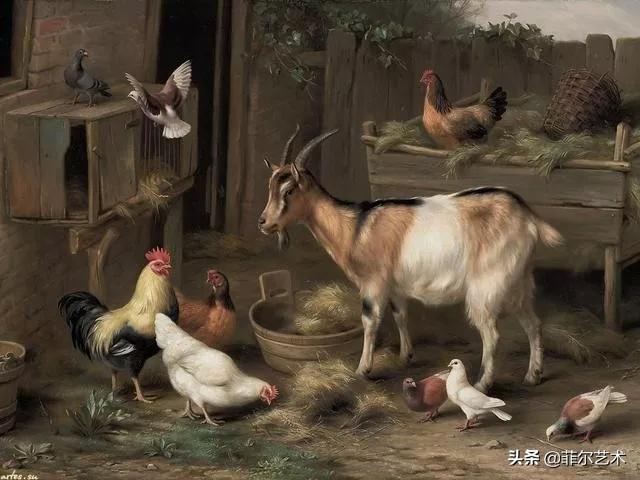 院子里的家禽~英国画家埃德加·亨特油画作品赏析