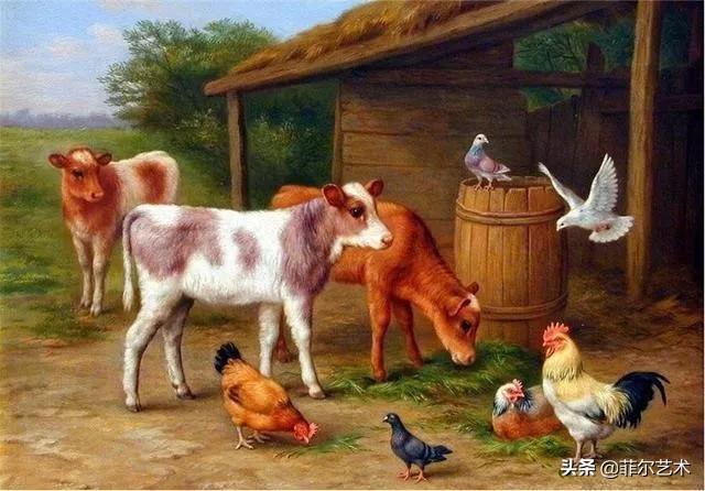 院子里的家禽~英国画家埃德加·亨特油画作品赏析