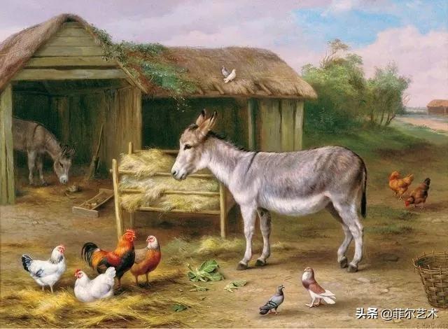 院子里的家禽~英国画家埃德加·亨特油画作品赏析