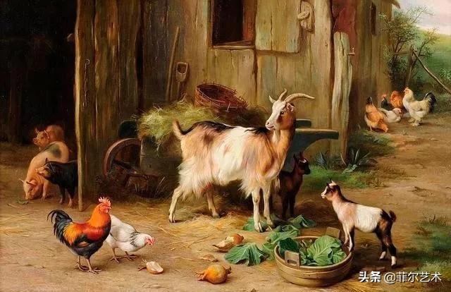 院子里的家禽~英国画家埃德加·亨特油画作品赏析