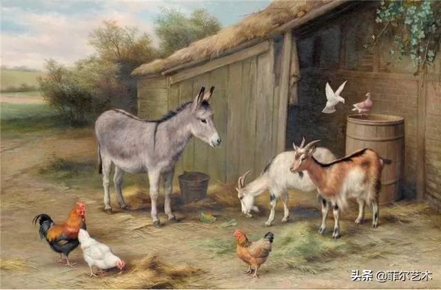院子里的家禽~英国画家埃德加·亨特油画作品赏析