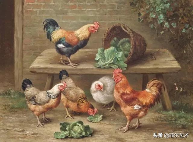 院子里的家禽~英国画家埃德加·亨特油画作品赏析