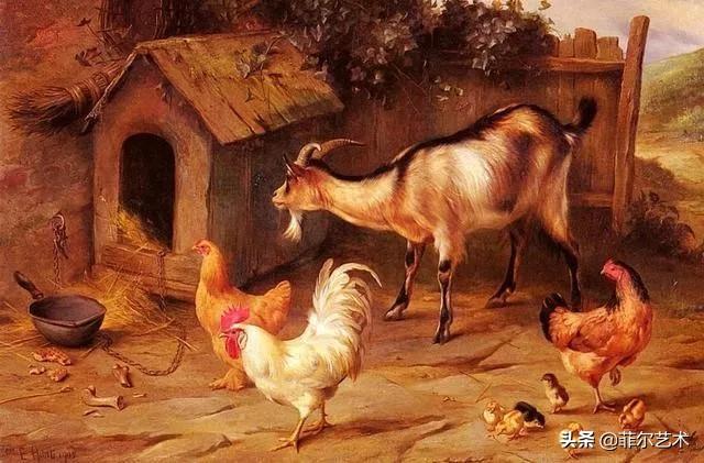 院子里的家禽~英国画家埃德加·亨特油画作品赏析