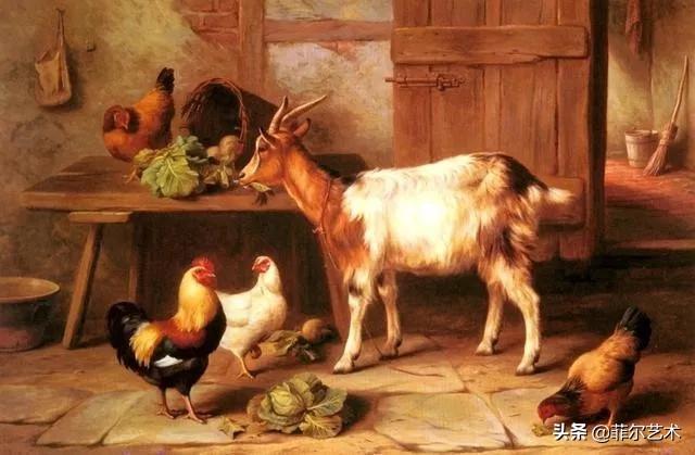 院子里的家禽~英国画家埃德加·亨特油画作品赏析