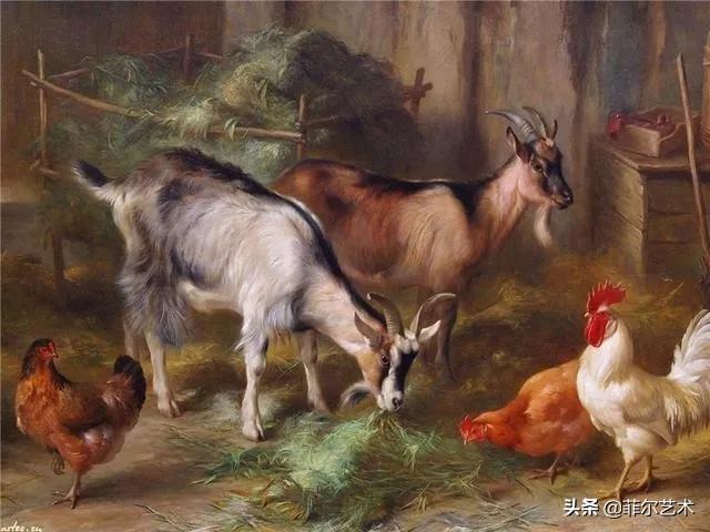 院子里的家禽~英国画家埃德加·亨特油画作品赏析