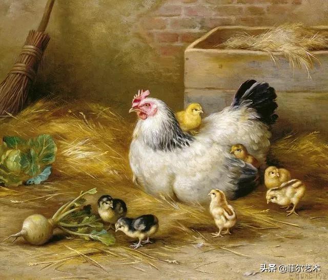 院子里的家禽~英国画家埃德加·亨特油画作品赏析