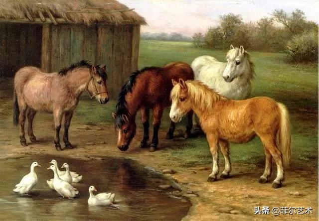 院子里的家禽~英国画家埃德加·亨特油画作品赏析
