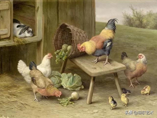 院子里的家禽~英国画家埃德加·亨特油画作品赏析