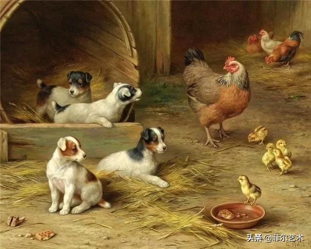 院子里的家禽~英国画家埃德加·亨特油画作品赏析