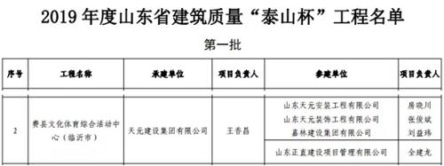 临沂多个项目入选省建筑质量“泰山杯”和装饰装修质量“泰山杯”