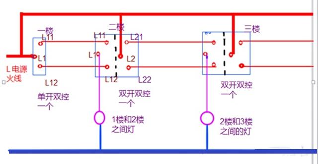 三个开关怎么控制一个灯，线路是怎么连接的？